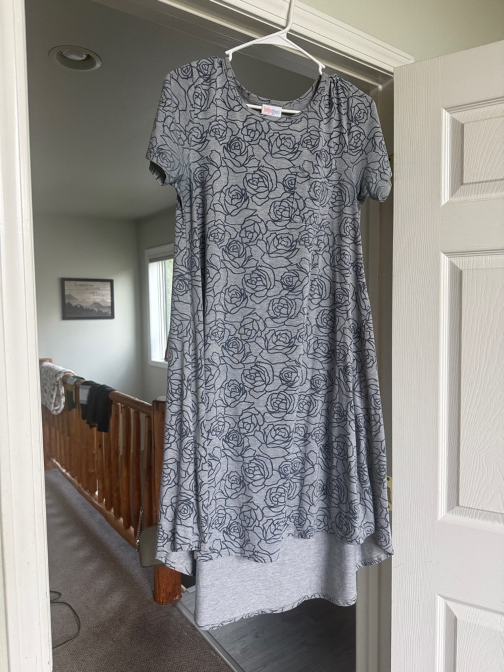 LuLaRoe Carly Gray Floral High-Low Swing Dress